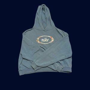 Nike Teal Crewneck Hoodie with Floral Logo